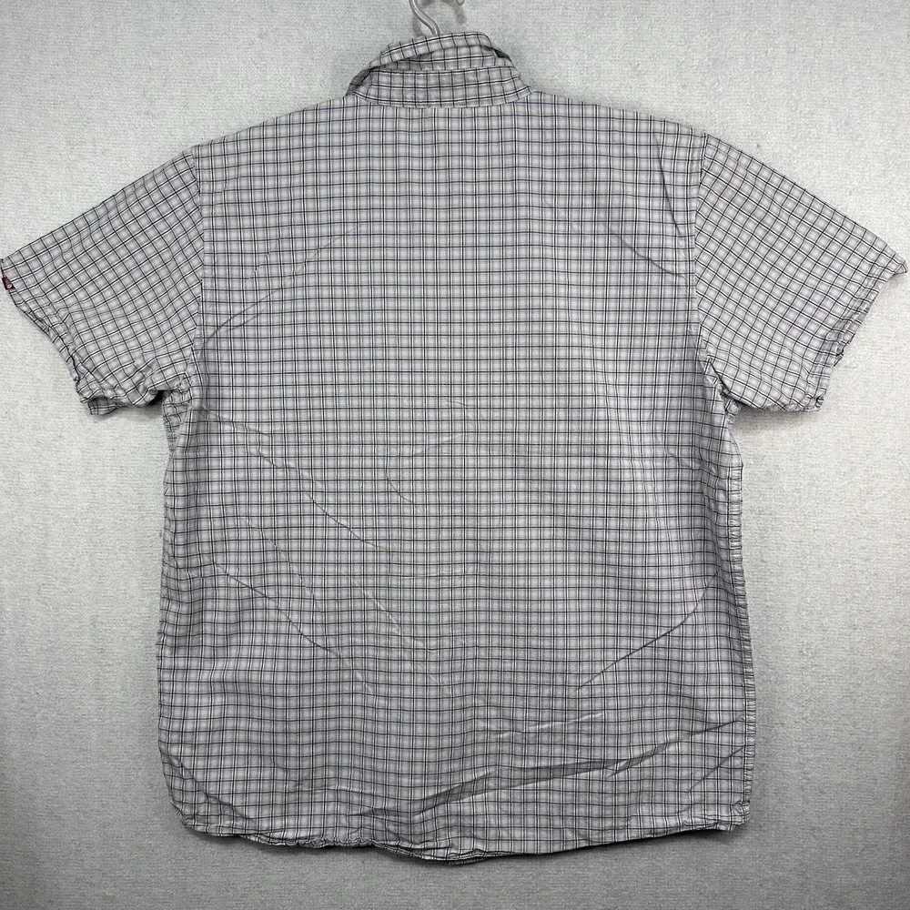 The North Face Men's XXL Button Up Gray Blue Check Short Sleeve